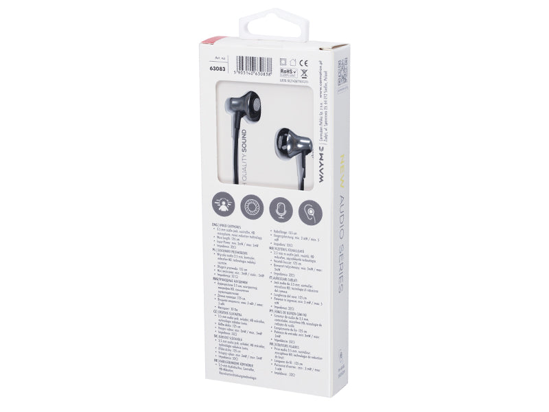 WAYME fülhallgató 125 cm-es kábellel és 3,5 mm-es audio jack csatlakozóval