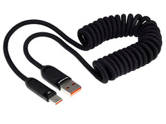 WAYME USB-C töltőkábel spirál kialakítással, fekete színben, 50–180 cm