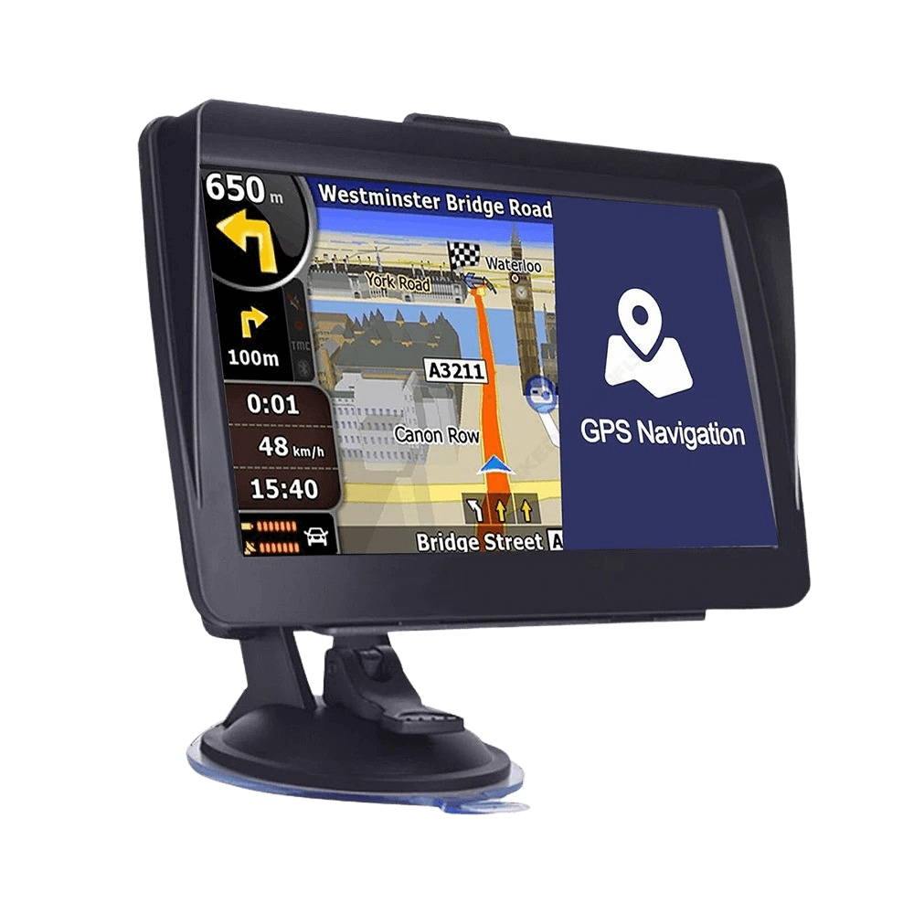 7" Touchscreen GPS Navigation – Universel med detaljeret kortvisning og navigation. Perfekt til bil og erhvervskøretøjer.