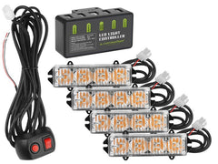 CARMOTION figyelmeztető lámpa készlet 12V 16W, 4 db-bal és távirányítóval
