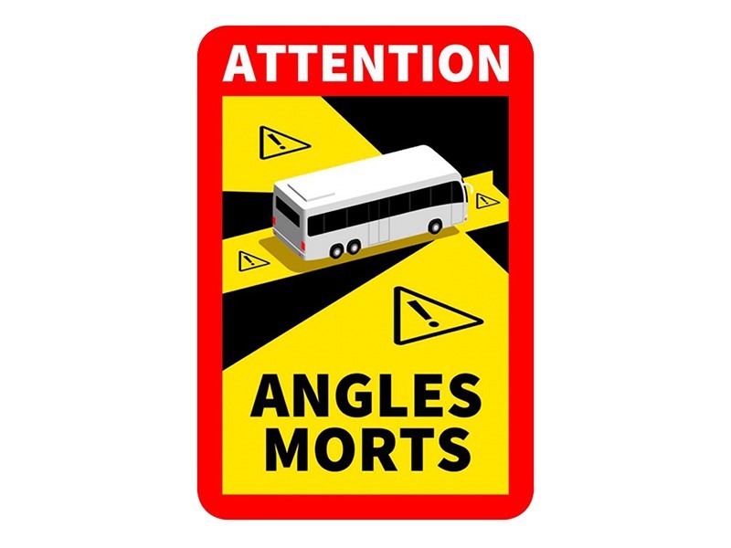 Holttér matrica ANGLES MORTS 25x17 cm buszhoz
