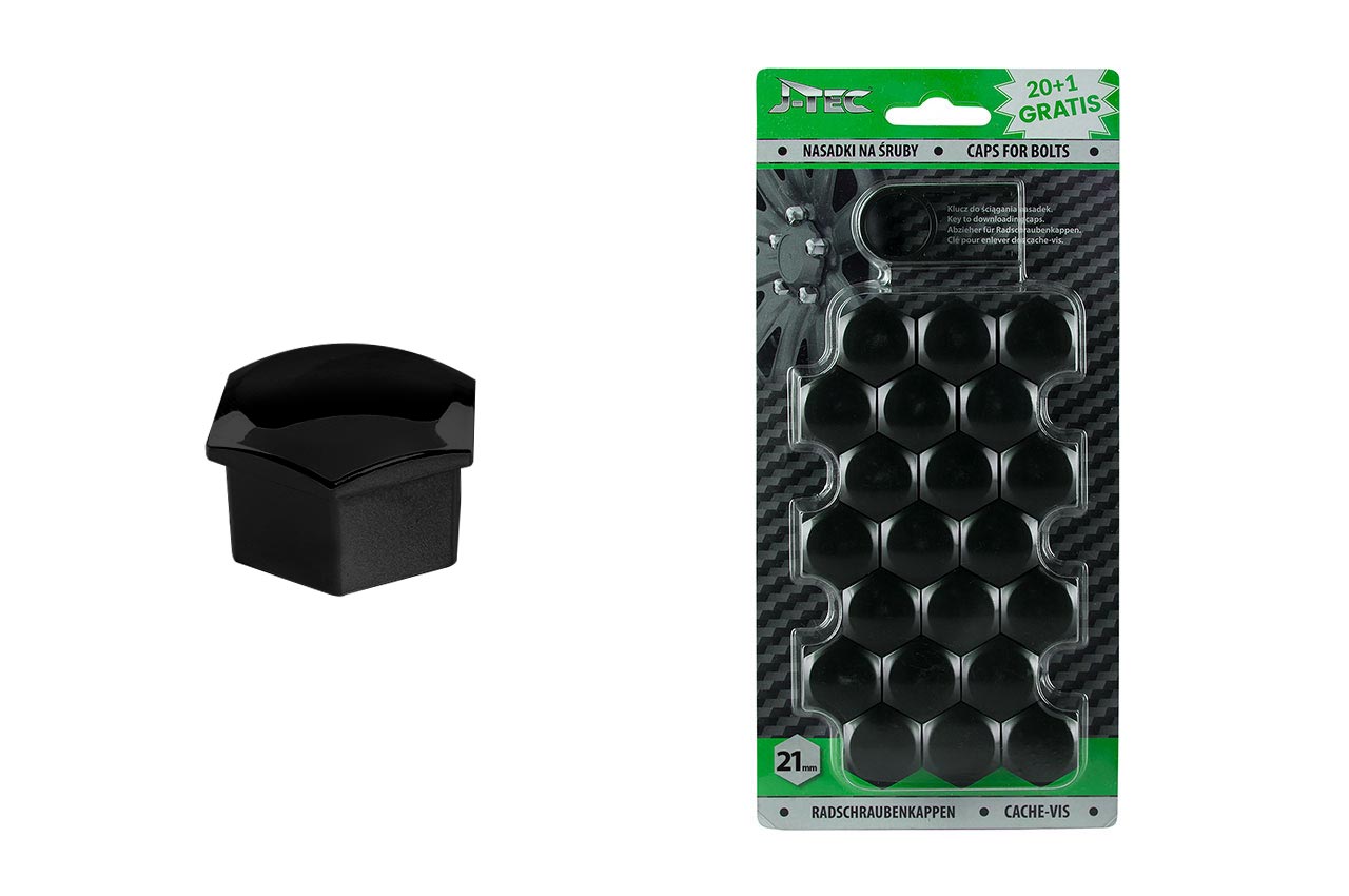 Fekete csavaranya sapkák 21 mm-es méretben