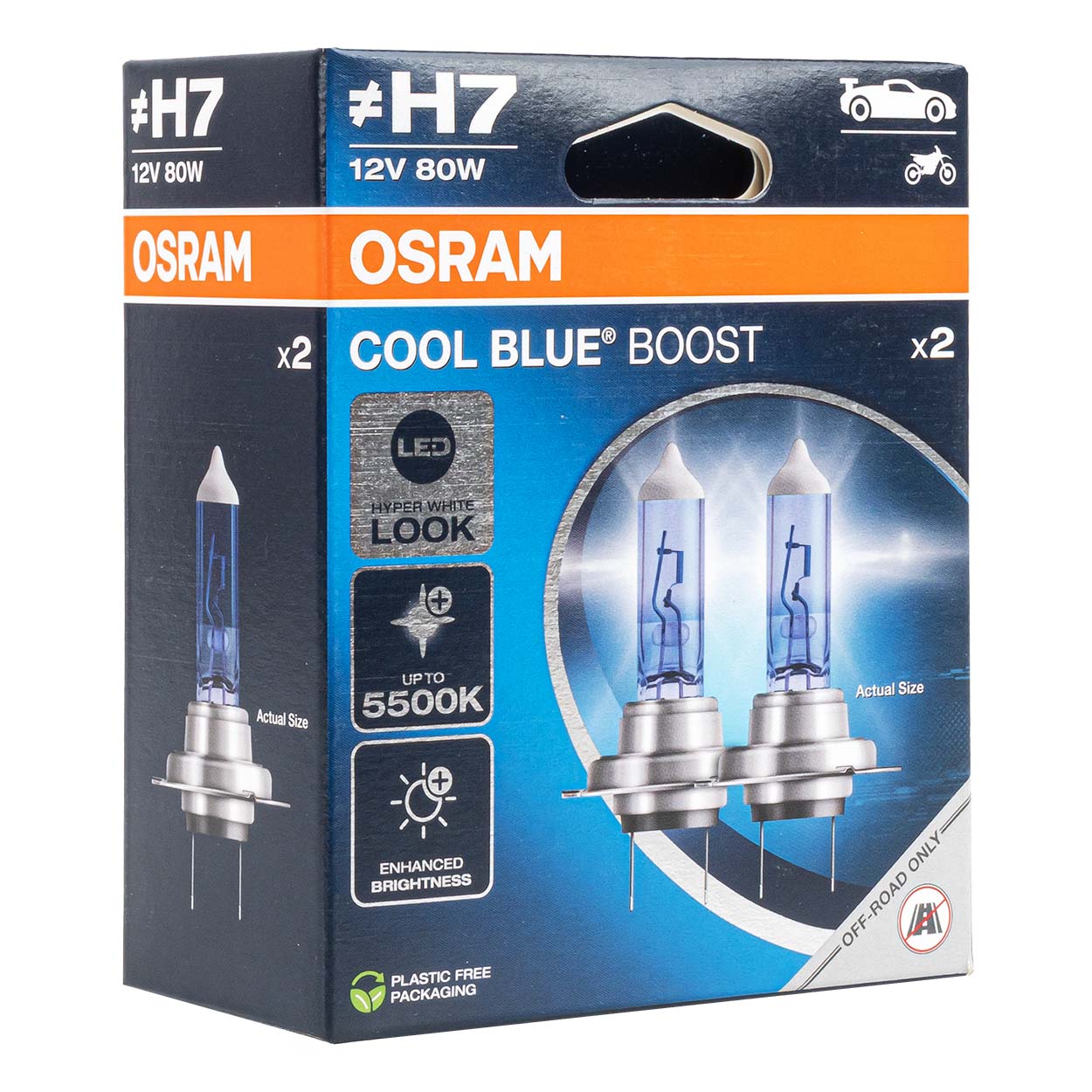 Osram H7 Cool Blue Boost 12 V 80 W halogén izzók PX26d foglalattal