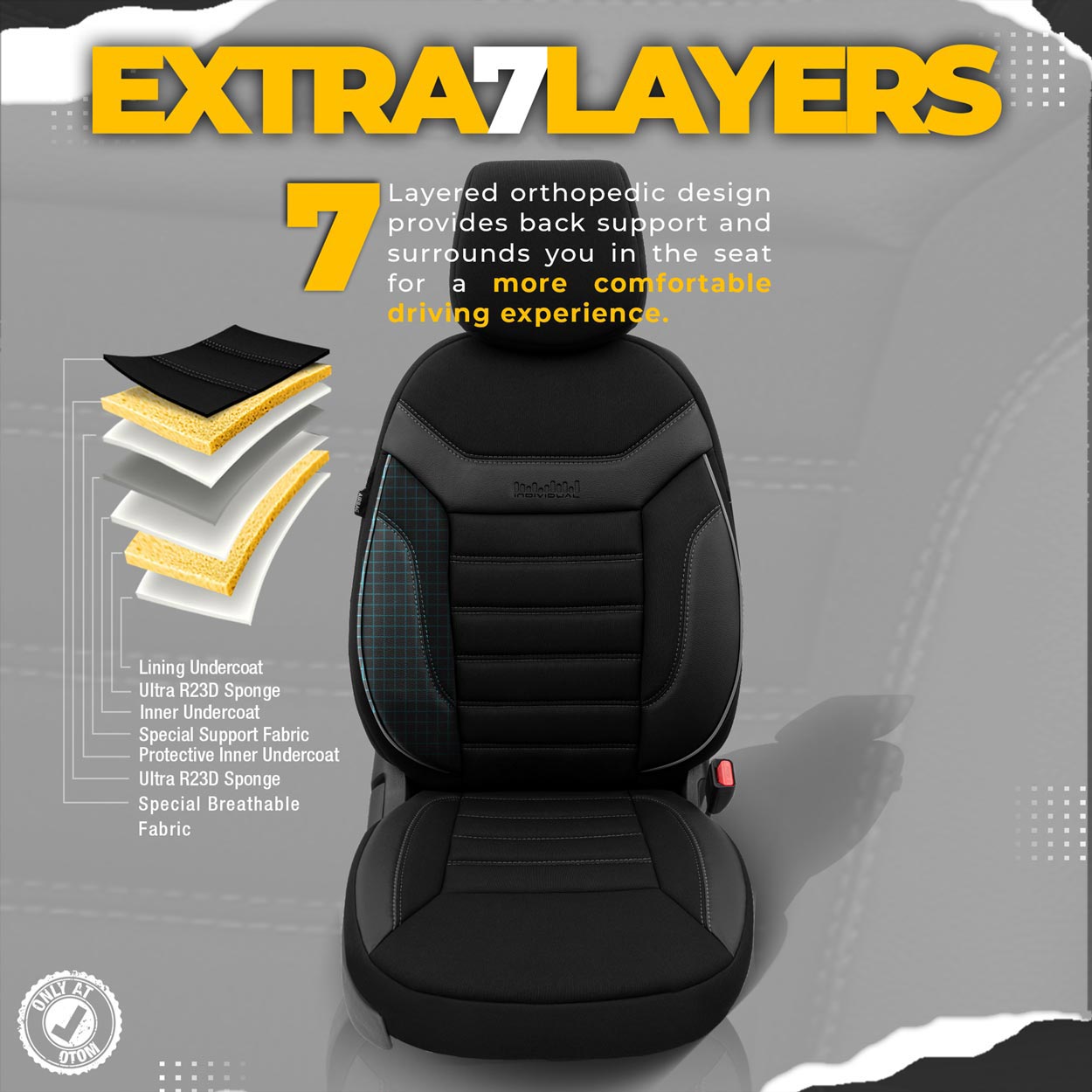 Autóülés-huzat cipzárral a hátoldalon