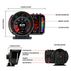 3,5" Head-Up Display (HUD) autóhoz – digitális sebességmérő OBD2-vel 