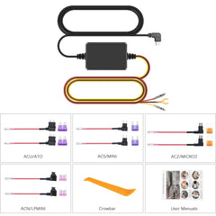 USB-C hardwire kit menetrögzítő kamerához – 12V/24V-ról 5V-ra, parkolófelügyelettel 