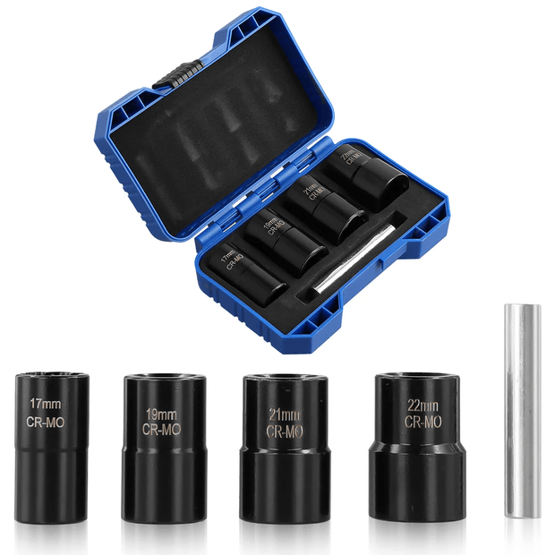 Møtrik & Bolt Extractor Sæt 5 Dele – Til Ødelagte Bolte (17-22 mm)