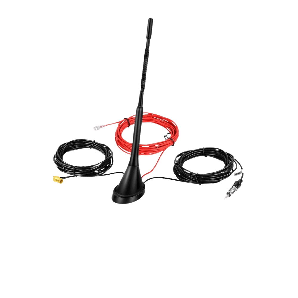 Bil-tagantenne – 29 cm, 5 meter ledning, DAB/DAB+/FM/AM med fleksibel montering og SMB-stik.