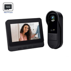4,3"-os monitorral ellátott vezeték nélküli videós kapucsengő kamerával + 64 GB-os SD-kártya – videómegfigyelés a bejárati ajtónál 